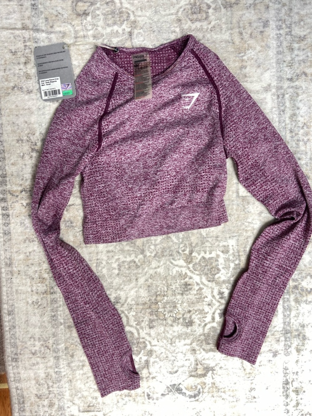 Gym shark-  athletica Women's Cropped Long Sleeve Top - Heathered Plum